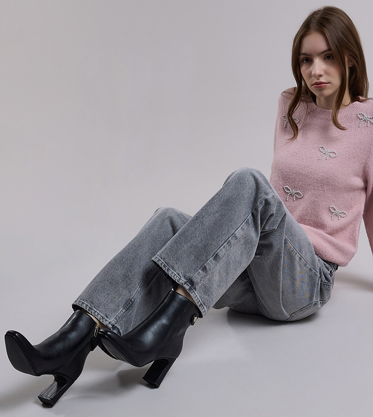 Solid Heeled Ankle Boots