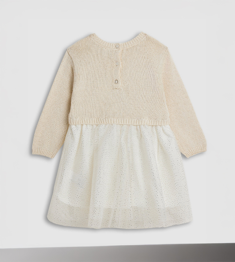 Knitted Flit and Flare Dress with Long Sleeves