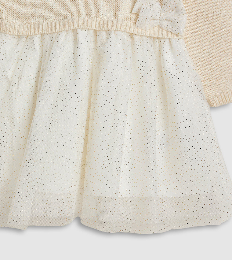 Knitted Flit and Flare Dress with Long Sleeves