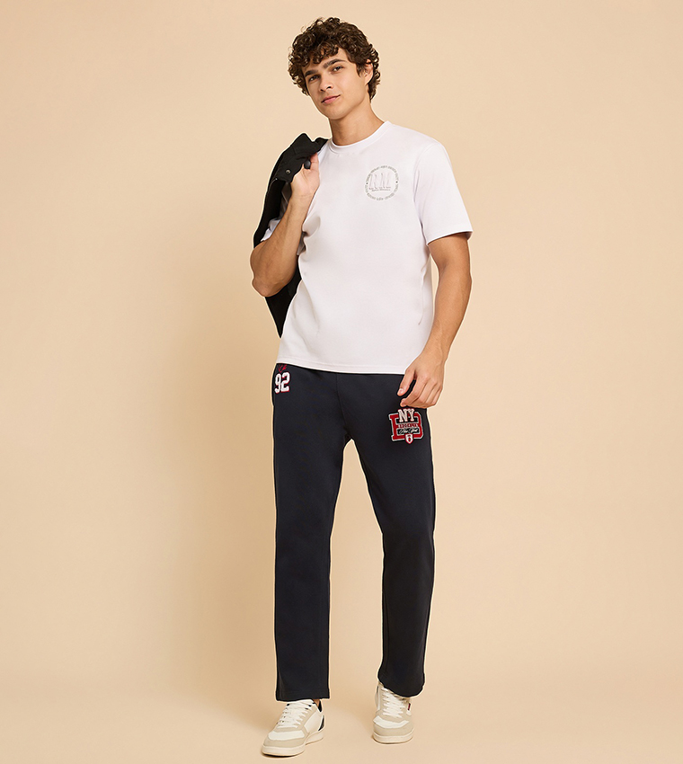 Appliqued Joggers with Drawstring Waist
