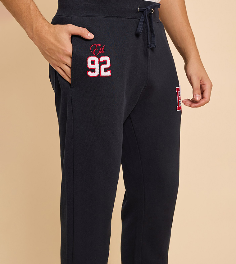Appliqued Joggers with Drawstring Waist