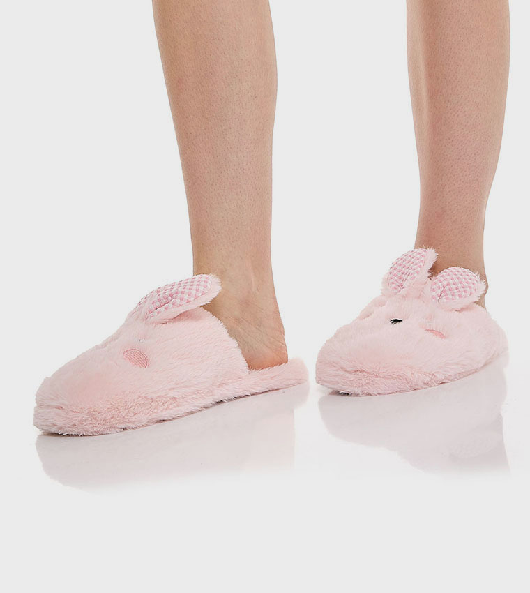 Appliqued Plush Bedroom Slippers