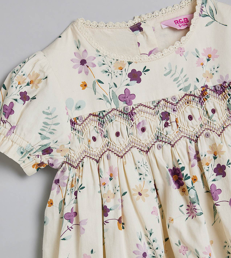 فستان فلير بطبعة الزهور وكم باف 