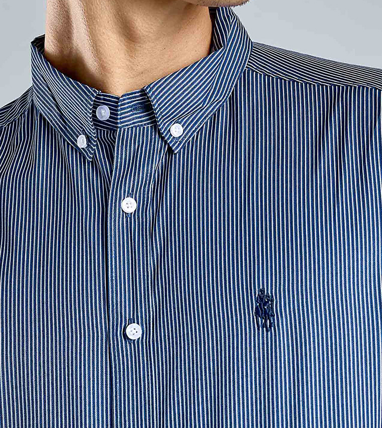 Striped Shirt with Button-Down Collar and Long Sleeves