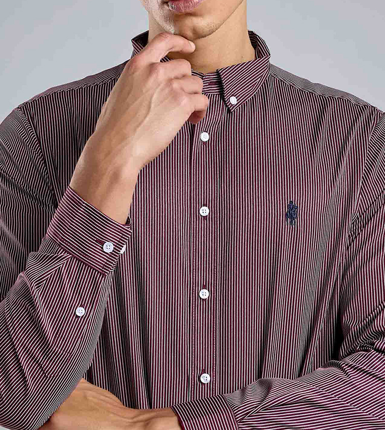 Striped Shirt with Button-Down Collar and Long Sleeves