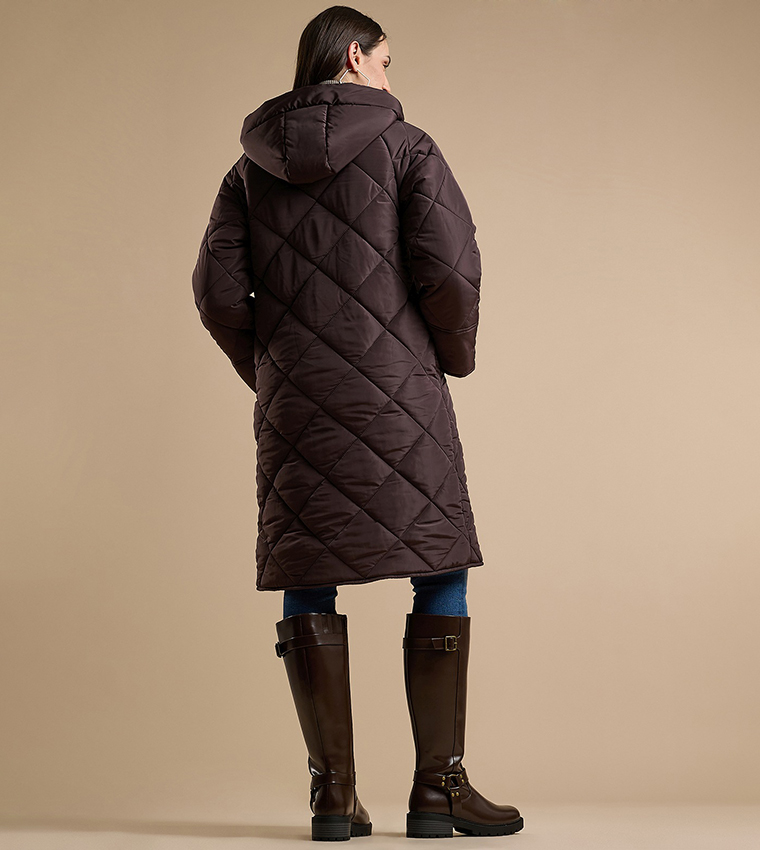 Quilted Puffer Jacket with Zipper Closure