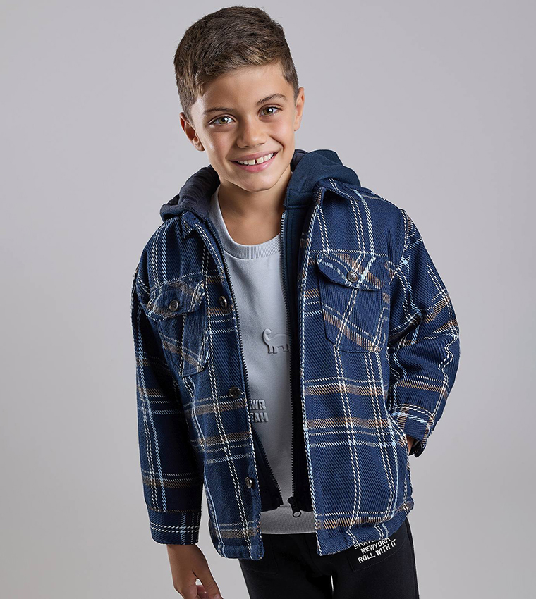 Plaid Shirt with Classic Collar and Long Sleeves