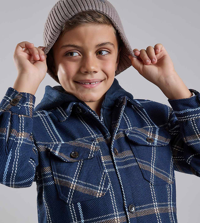 Plaid Shirt with Classic Collar and Long Sleeves