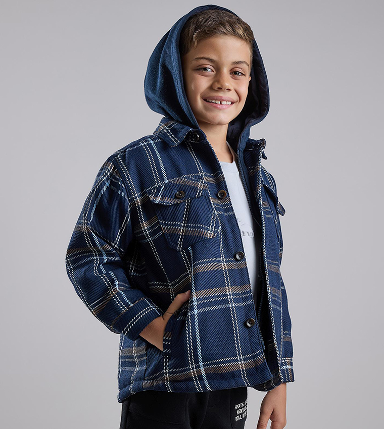 Plaid Shirt with Classic Collar and Long Sleeves