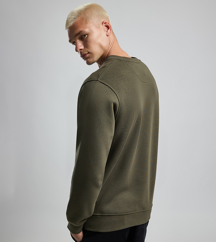 Typography Print Sweatshirt with Crew Neck and Long Sleeves