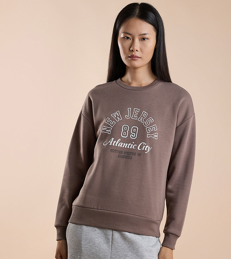 Printed Sweatshirt with Crew Neck and Long Sleeves
