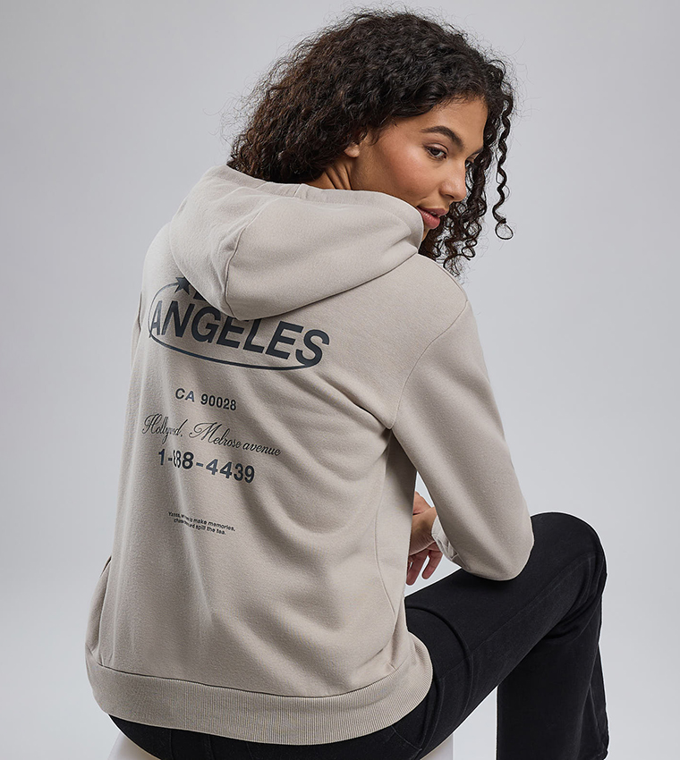 Printed Hoodie with Long Sleeves