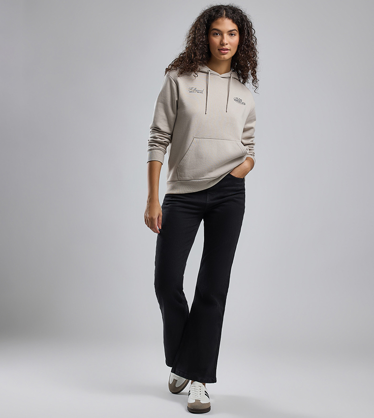 Printed Hoodie with Long Sleeves