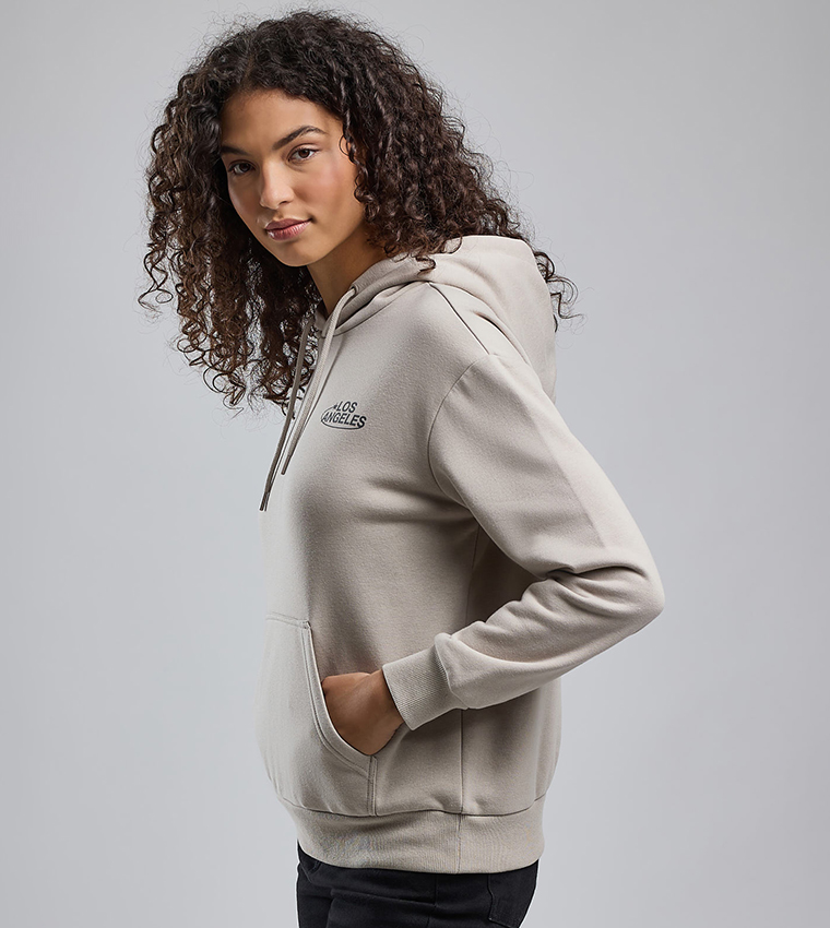 Printed Hoodie with Long Sleeves