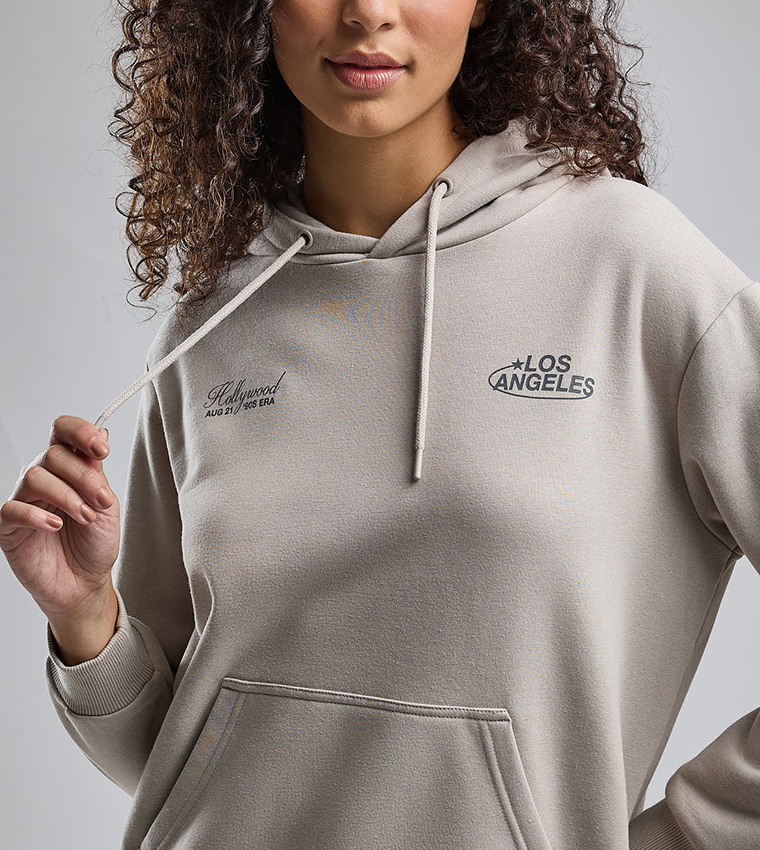 Printed Hoodie with Long Sleeves