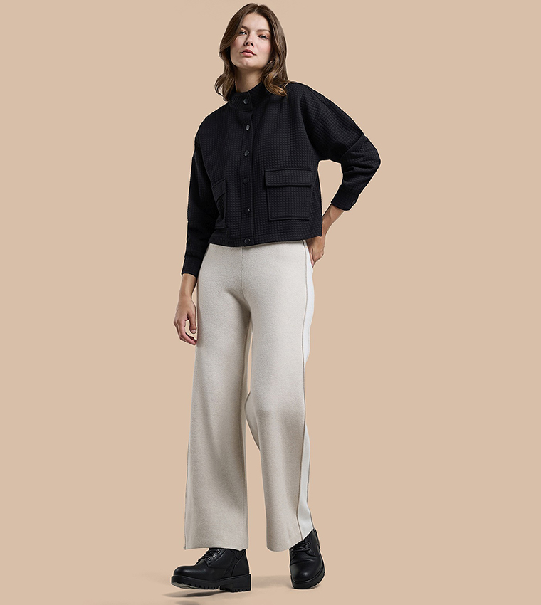 Textured Jacket with Button Closure