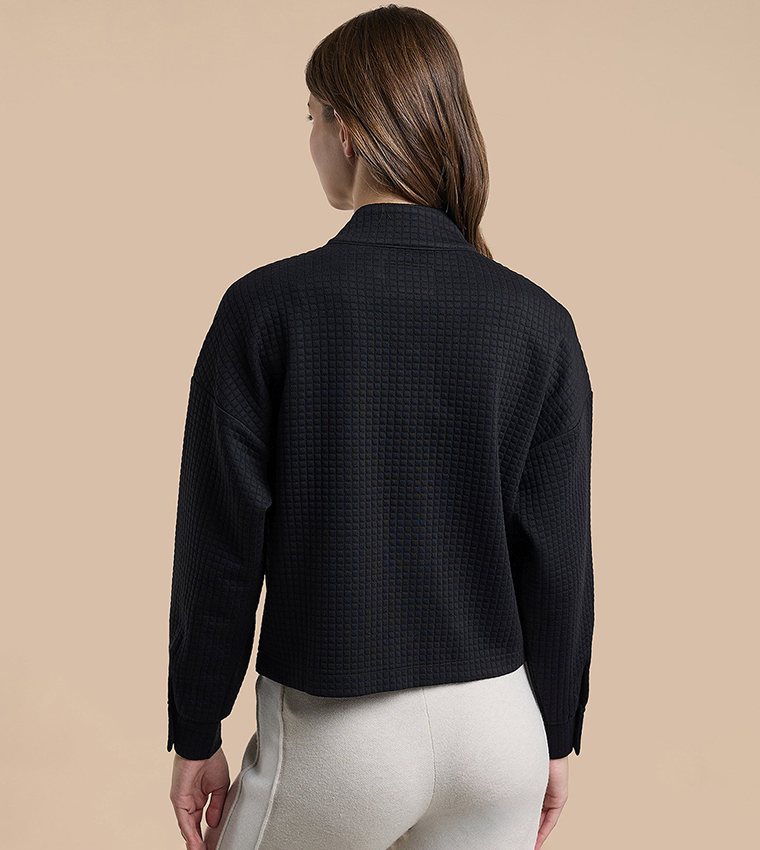 Textured Jacket with Button Closure