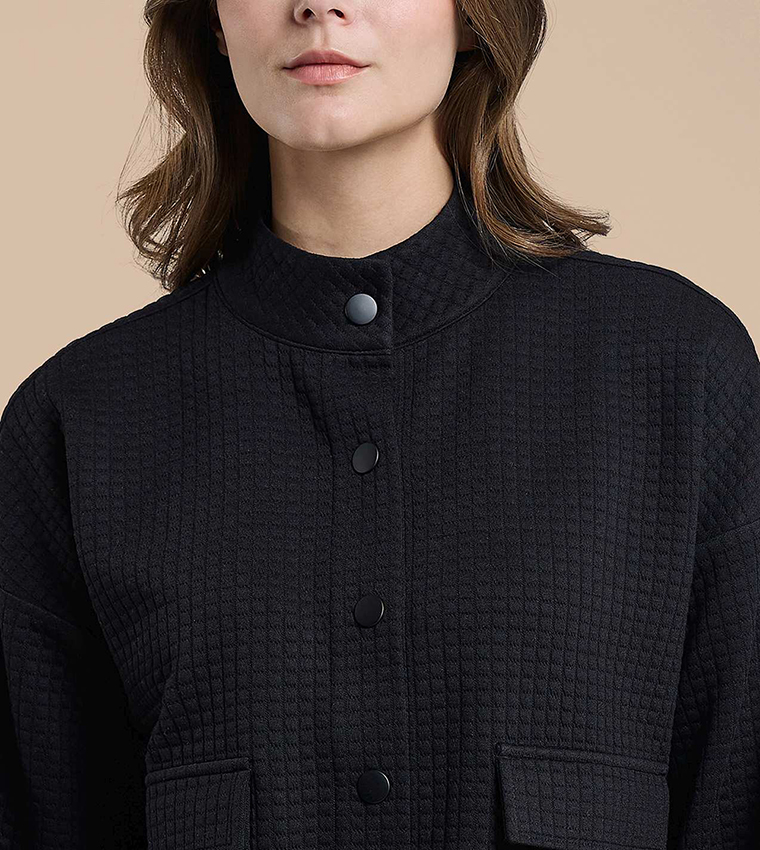 Textured Jacket with Button Closure