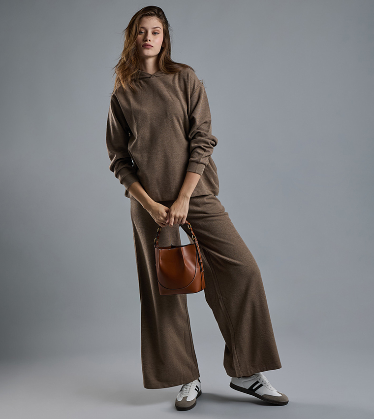 Textured Hoodie with Long Sleeves