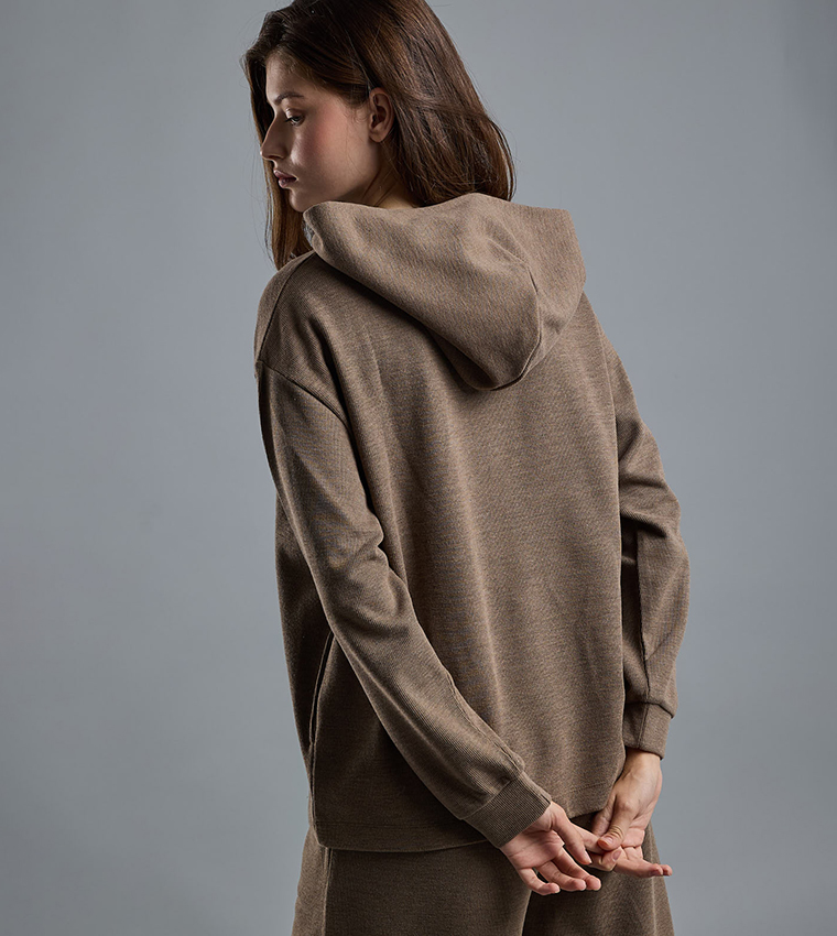 Textured Hoodie with Long Sleeves