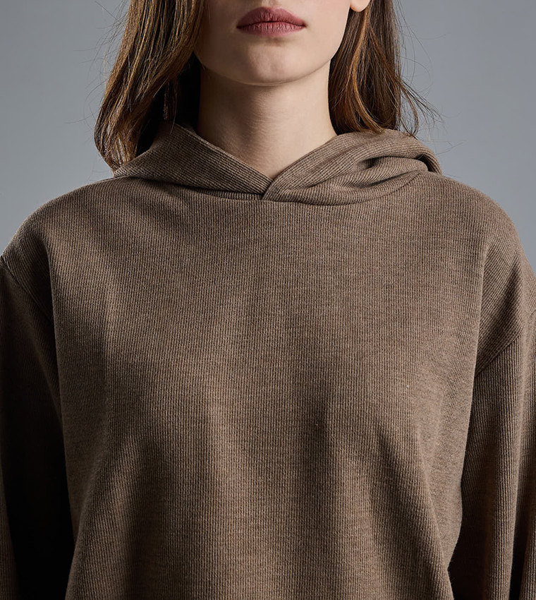 Textured Hoodie with Long Sleeves