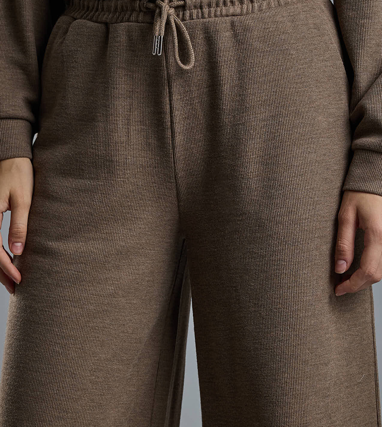 Textured Knit Pants with Elastic Waist