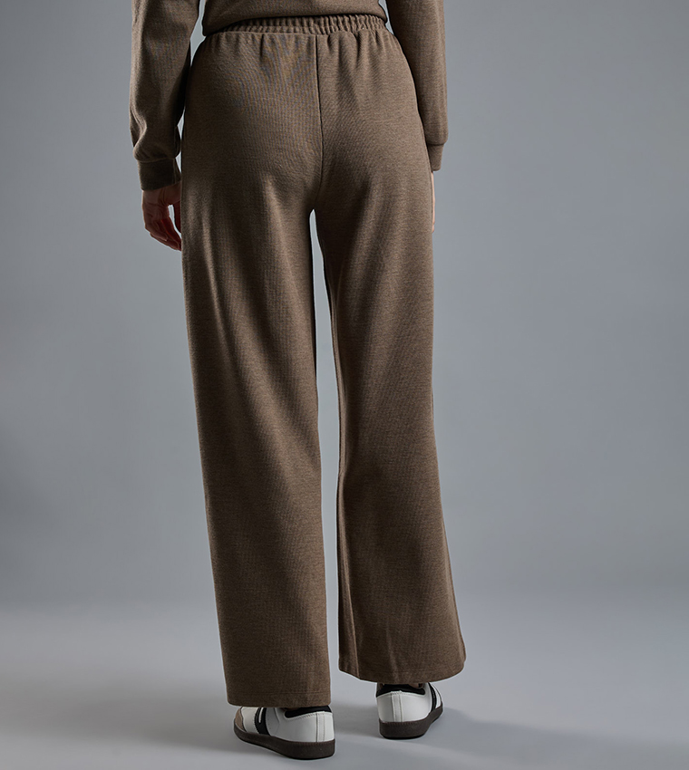 Textured Knit Pants with Elastic Waist