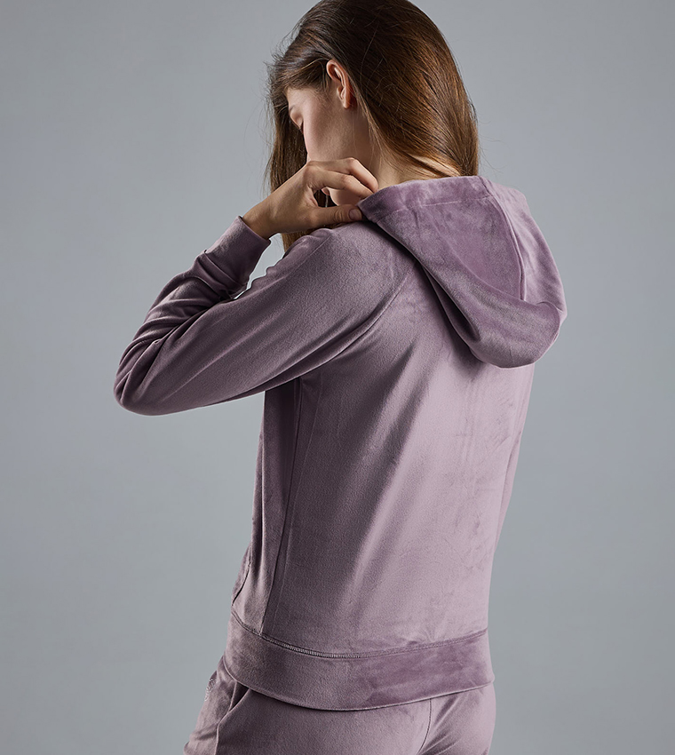 Solid Hooded Jacket with Zipper Closure