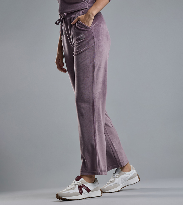 Solid Wide Leg Pants with Drawstring Waist