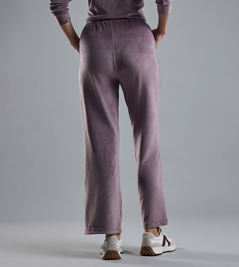 Solid Wide Leg Pants with Drawstring Waist