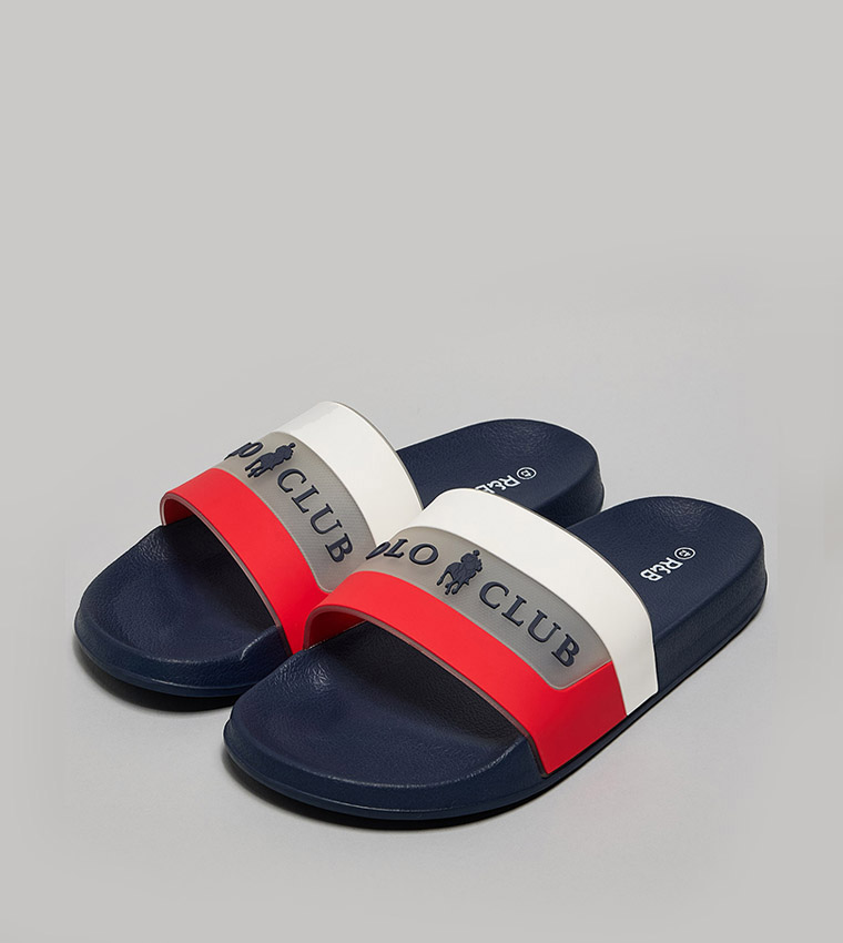 Buy R&B Color Block Slides In Blue | 6thStreet UAE