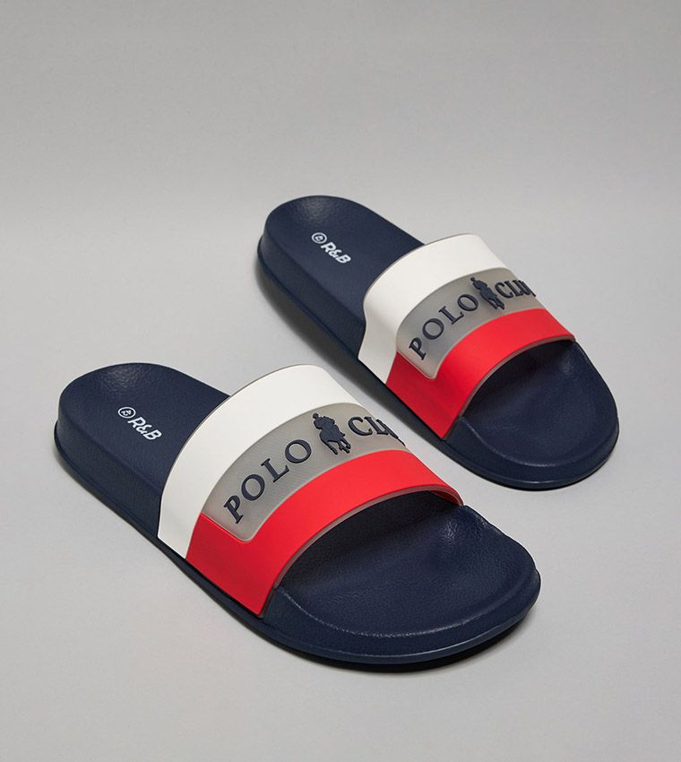 Buy R&B Color Block Slides In Blue | 6thStreet UAE