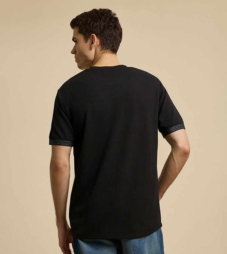 Ribbed T-Shirt with Crew Neck and Short Sleeves