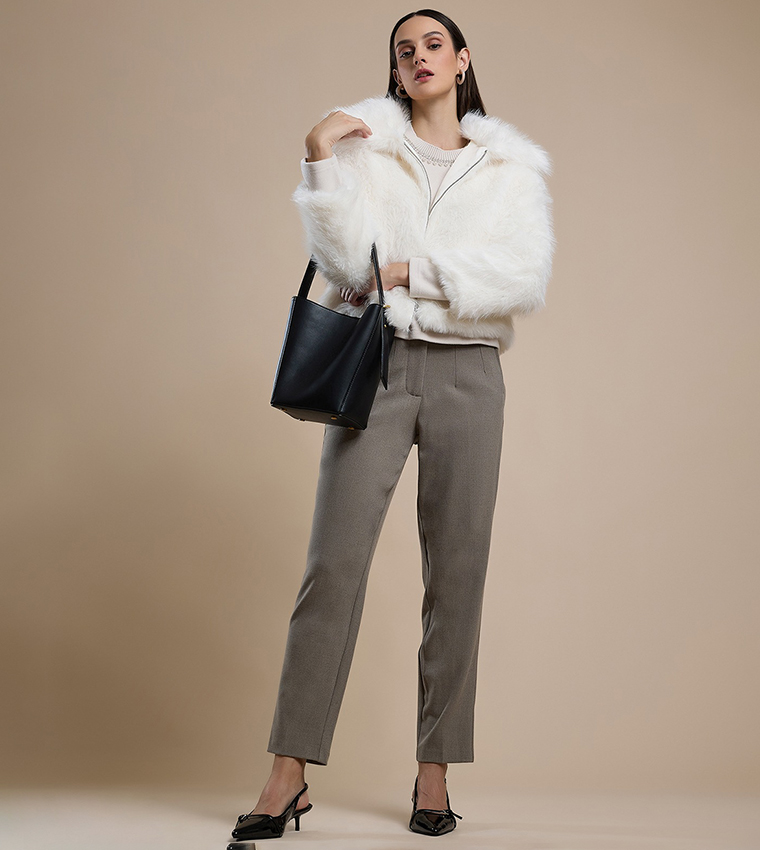 Furry Jacket with Zipper Closure