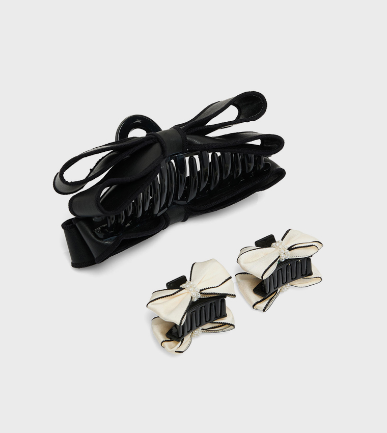 3 Pack Bow Detail Hair Claw Clips