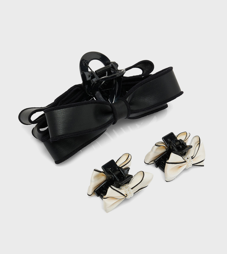 3 Pack Bow Detail Hair Claw Clips