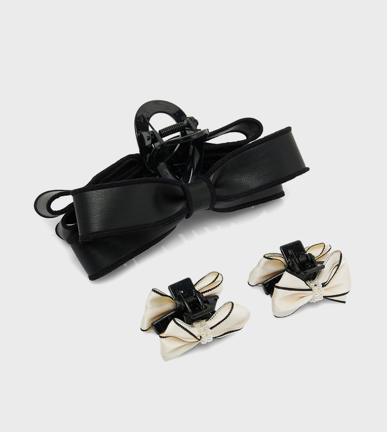 3 Pack Bow Detail Hair Claw Clips