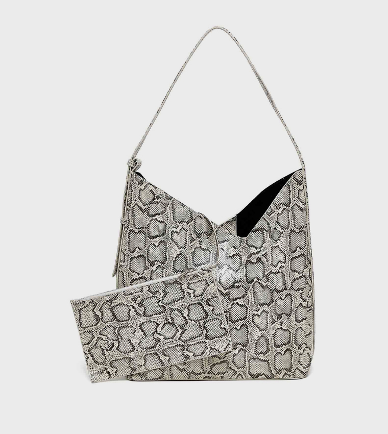Snakeskin Shoulder Bag and Pouch Set