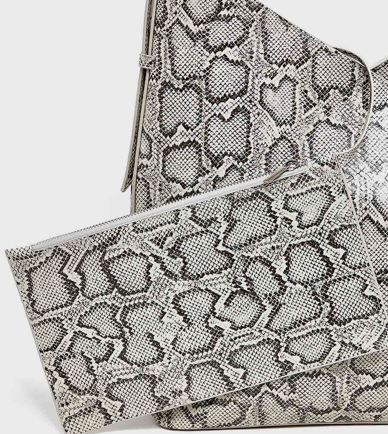 Snakeskin Shoulder Bag and Pouch Set