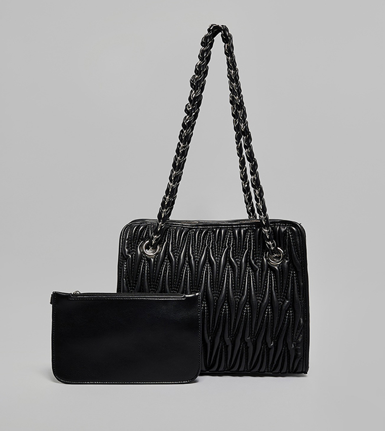 Quilted Shoulder Bag with Pouch
