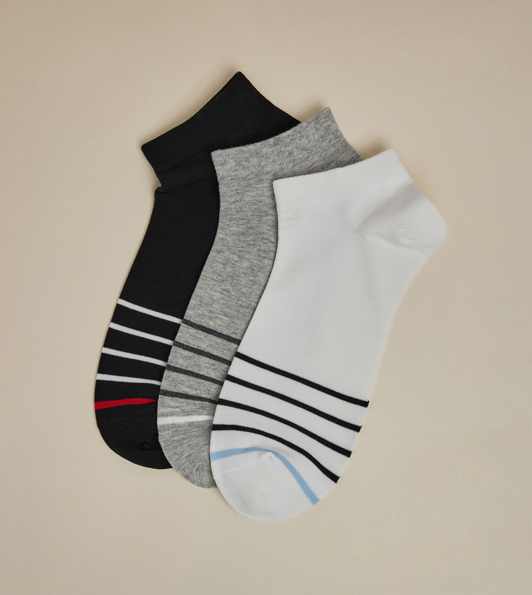 3 Pack Striped Ankle Socks