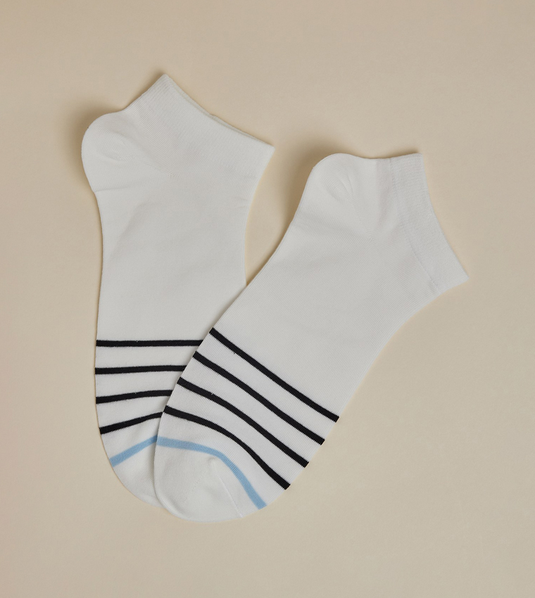 3 Pack Striped Ankle Socks