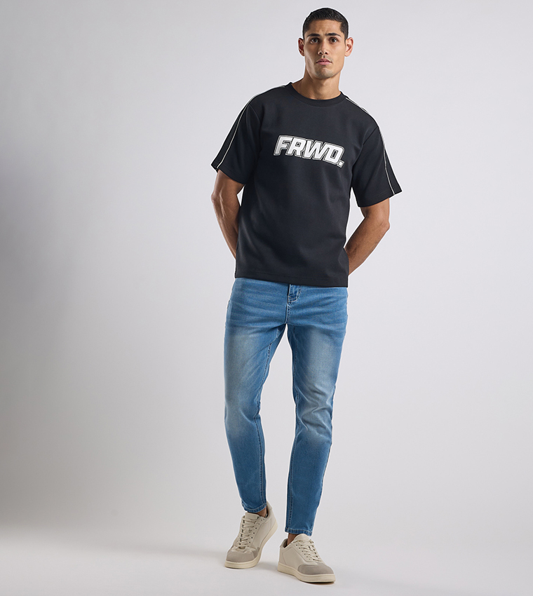 Printed T-Shirt with Crew Neck and Short Sleeves