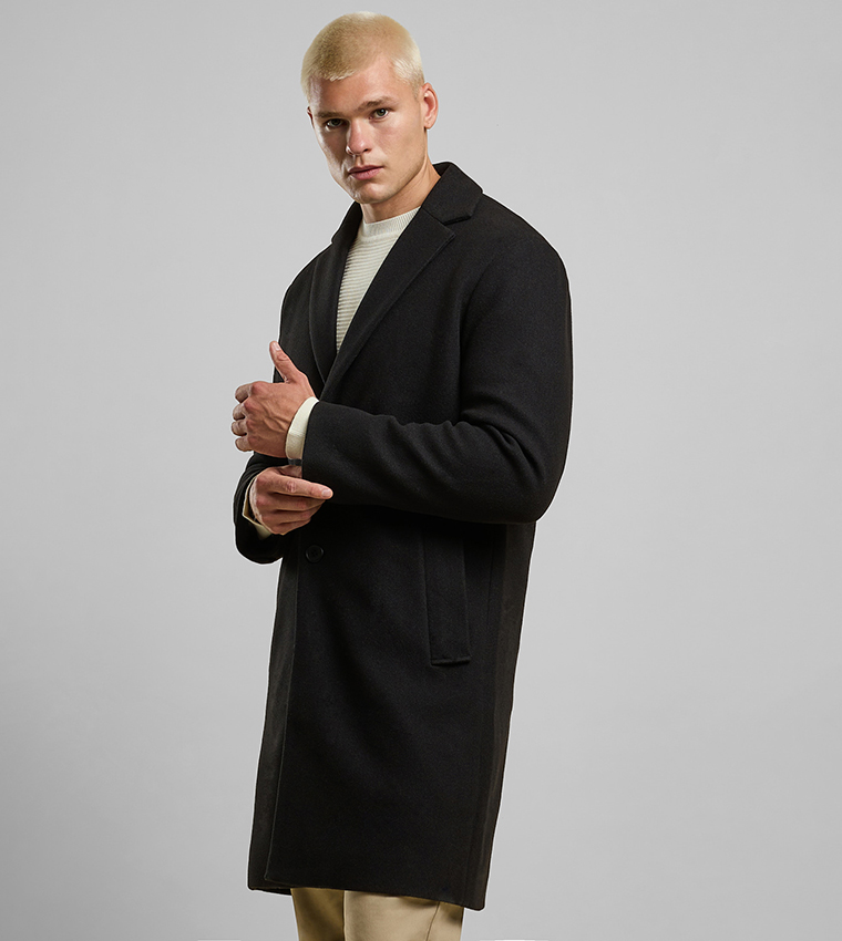 Solid Overcoat with Button Closure