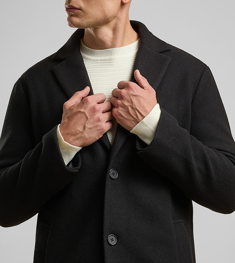 Solid Overcoat with Button Closure