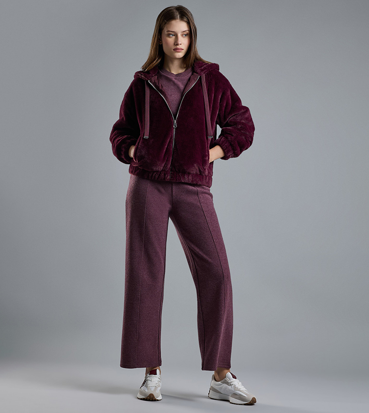 Solid Hooded Jacket with Zipper Closure