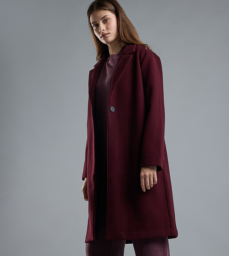 Solid Overcoat with Button Closure