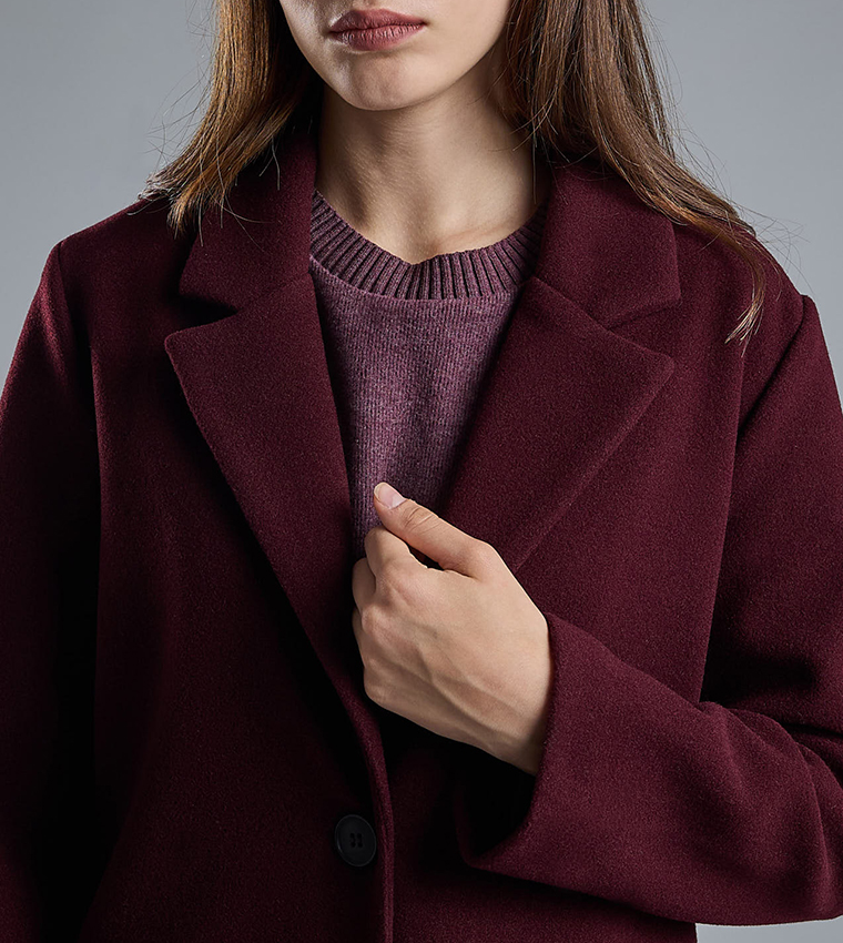 Solid Overcoat with Button Closure