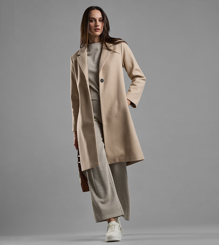 Solid Overcoat with Button Closure