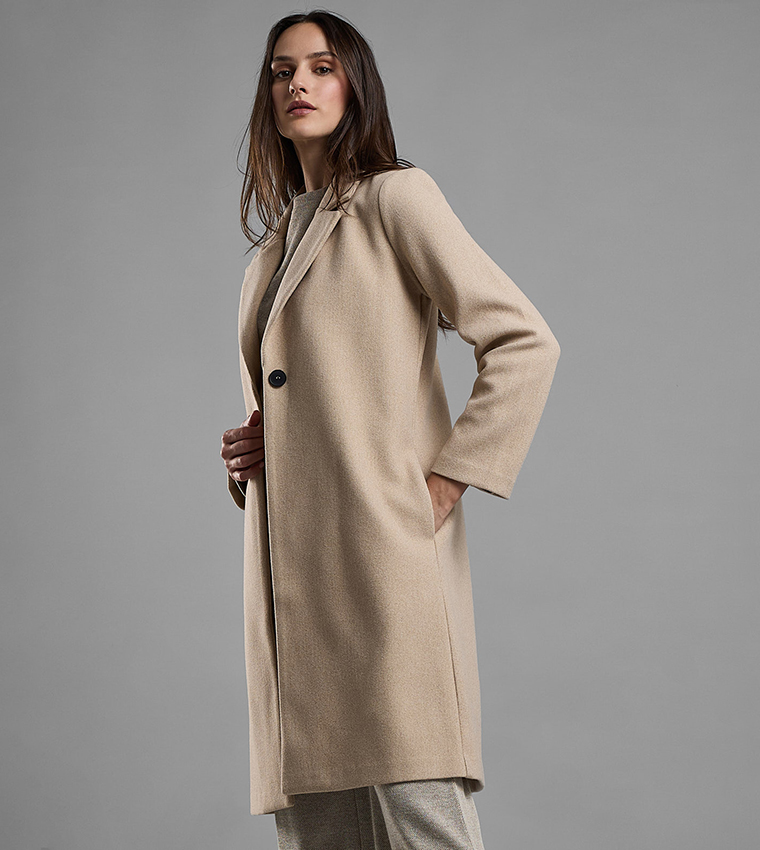 Solid Overcoat with Button Closure